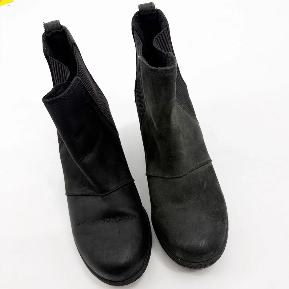 SOREL Joan Rhapsody Wedge Chelsea Snow Boot Black Slip On size 7.5 Waterproof
